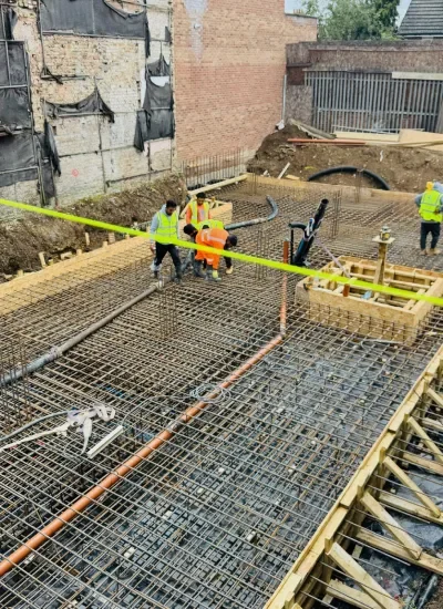 Basement design and construction work progressing on a London home