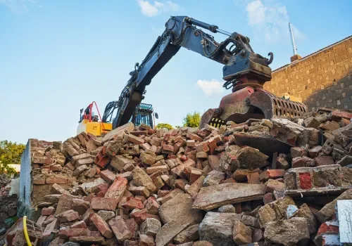 Demolition and site clearance work for a residential construction project