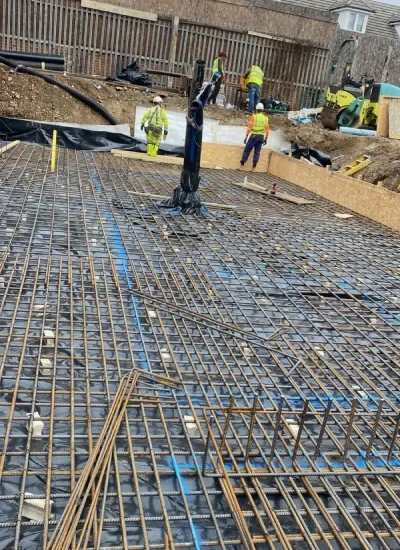 RC frame and structural concrete works on a London construction site
