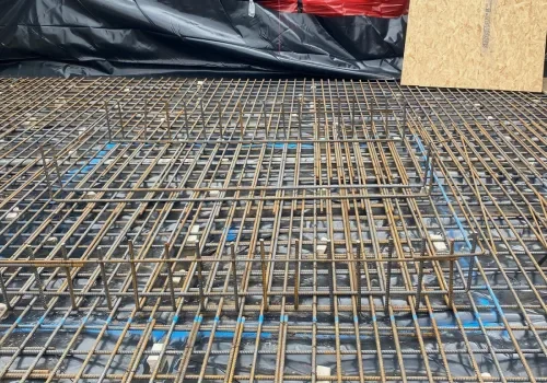 Residential RC frame construction with reinforcement and concrete works