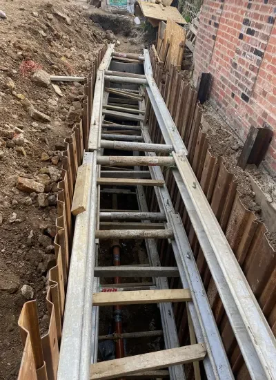 Residential drainage installation carried out during London groundworks