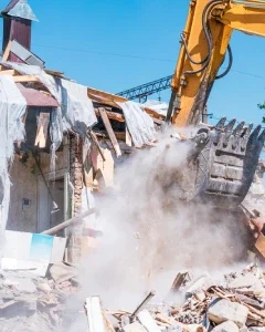 Site preparation team working before major residential construction